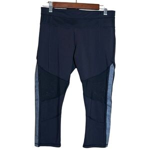 LULULEMON Leggings Womens 8 Black Cropped Reflective Mesh Yoga Athletic Training